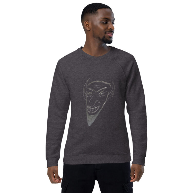 unisex organic raglan sweatshirt charcoal melange front 65b2c46972c82