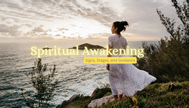 Woman standing at the edge of a cliff looking out into the sunset