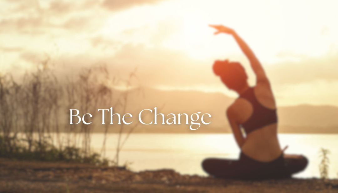 Woman doing yoga at sunrise by lake to be the change in spiritual transformation